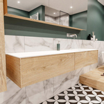 MONDIAZ LUSH Badkamermeubelset - 180cm - 2 lades - wastafel cloud - wasbak rechts - 0 kraangaten - washed oak SW409453