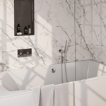 BRAUER Chrome Edition thermostatische inbouw badkraan - drukknoppen SET 03 - badvulcombinatie - staaf handdouche - doucheslang - wandaansluitbocht - chroom SW925530