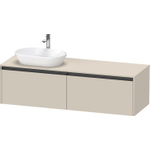 Duravit Ketho 2 wastafelonderbouwkast incl. consoleplaat met 2 laden voor waskom links 160x55x45.9cm met handgrepen antraciet taupe supermat SW772120