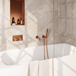 BRAUER Copper Edition thermostatische inbouw badkraan - drukknoppen SET 03 - uitloop - staaf handdouche - doucheslang - wandaansluitbocht - koper geborsteld PVD SW925595