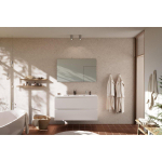 Nemo Start badkamermeubelset - 120x65x49.5cm - 2 lades - greeploos - 2 wasbakken wit glans - 2 kraangaten - met spiegel - MDF standard white SW911707