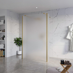 Fortifura Galeria Vrijstaande Inloopdouche - 120x200cm - Glas mat - antikalk - 8mm veiligheidsglas - 2 zijwanden 30cm - wandsteunen en hoekprofielen - Geborsteld Messing PVD (Goud) SW976656