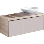 Geberit Citterio onderbouwkast met glasplaat met 2 laden 118.4x54.3x50.4cm met opbergruimte links voor wastafel met afleg links beige/taupe SW297151