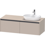 Duravit Ketho 2 wastafelonderbouwkast incl. consoleplaat met 2 laden voor waskom rechts 140x55x45.9cm met handgrepen antraciet taupe supermat SW772428