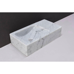 Forzalaqua Venetia fonteinbak 40x22x10cm wasbak Links 0 kraangaten Natuursteen Carrara gepolijst SW369779