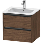 Duravit Ketho 2 wastafelonderbouwkast met 2 laden 61x48x55cm met grepen antraciet donker noten mat SW771901