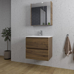 Adema Chaci Badkamermeubelset - 60x46x57cm - 1 keramische wasbak wit - 1 kraangat - 2 lades - Spiegelkast - noten (hout) SW826906