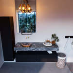 MONDIAZ ALAN - DLUX Badkamermeubelset - 150cm - onderkast - Urban - 2 lades - vrijhangende wastafel - wasbak links - 0 kraangaten - Lava SW807961