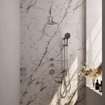 Brauer Brushed Edition Regendoucheset inbouw - hoofddouche 20cm - Wandarm - glijstang - met inbouwdeel - Gladde knoppen - handdouche Rond 3 standen - PVD - geborsteld RVS SW538435