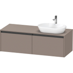 Duravit Ketho 2 wastafelonderbouwkast incl. consoleplaat met 2 laden voor waskom rechts 140x55x45.9cm met handgrepen antraciet basalt mat SW772200