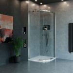 Crosswater Optix Douchecabine - 120x90cm - kwartrond - deur rechts - RVS geborsteld SW916834