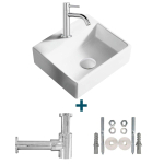 Nemo Spring Sun fonteinset 33.5x29.5cm zonder overloop inclusief kraan en sifon porselein wit SW385460