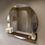 Mondiaz SPOT Badkamerspiegel - rond 90cm - spiegelplanchet - kleur Rust SW1235604