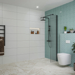 Fortifura Galeria inloopdouche - 40x200cm - ribbelglas - wandarm - mat zwart SW876960