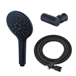 Fortifura Calvi Handdoucheset - Ø12 - rond - 3 straalsoorten - met houder - met gladde slang - 150cm - zwart SW1159484