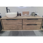 HR Badmeubelen Rize wastafelkast 1 hoge lade links 70cm 2 laden rechts 70cm greep naar keuze 140 x 45 x 45 cm met topblad en handgrepen zwart espresso espresso SHOWROOMMODEL SHOW22565