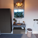 MONDIAZ ALAN - DLUX Badkamermeubelset - 80cm - onderkast - Dark grey - 1 lade - vrijhangende wastafel - wasbak midden - 1 kraangat - Lava SW808180