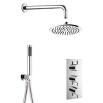 Crosswater MPRO Regendoucheset Inbouw - hoofddouche 20cm - 2 functies - 3 knoppen - wandarm 33cm - staafhanddouche 1 stand - chroom SW487213