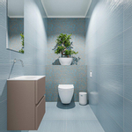 MONDIAZ ADA Toiletmeubel - 40x30x50cm - 0 kraangaten - 2 lades - smoke mat - wasbak links - Solid surface - Wit SW472616