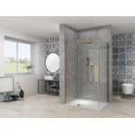 Van Rijn Products ST08 Vaste wand 885-905 x 2000mm 8 mm Helder glas incl. Glasbehandeling Mat Messing muurprofiel SW956391