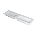 INK Kraft wastafel - 160x45x1cm - 2 wasbakken - 2 kraangaten - wit mat SW439495