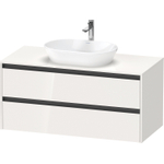 Duravit Ketho 2 wastafelonderbouwkast incl. consoleplaat met 2 laden 120x55x56.8cm met handgrepen antraciet hoogglans wit SW772314