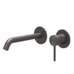 IVY Concord Wastafelmengkraan - 2-gats - met inbouwdeel - wandmontage - gebogen uitloop - coldstart - RVS316 - geborsteld carbon black PVD SW1235851