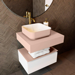 Mondiaz TOP 51 Vrijhangend Topblad - 60x51x12cm - geschikt voor waskom - Solid surface - Rosee SW1021481