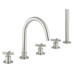 Crosswater MPRO Crosshead badrandkraan 5 gats met handdouche RVS geborsteld SW648401