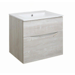 Crosswater Glide II Badmeubelset - 60x45x52cm - 2 lades - greeploos - Nordic Oak - wastafel - ice white SW890284