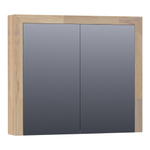 Saniclass Natural Wood spiegelkast 80x70x15cm met 2 links- en rechtsdraaiende spiegeldeuren Hout Grey oak SW2937