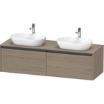 Duravit Ketho 2 wastafelonderbouwkast incl. consoleplaat met 2 laden voor dubbele waskommen 160x55x45.9cm met handgrepen antraciet eiken terra mat SW773008