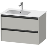 Duravit Ketho 2 wastafelonderbouwkast met 2 laden voor waskom links 81x48x54.9cm met grepen antraciet betongrijs mat SW772705