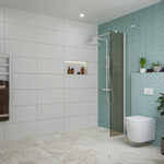 Fortifura Galeria inloopdouche - 40x200cm - rookglas - wandarm - mat wit SW876885