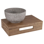 Differnz fonteinset - 40x21x10cm - Rechthoek - 0 kraangaten - grijs/grof terazzo waskom - Hout bruin eiken SW794634