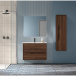 Adema Prime Essential Badkamermeubelset - 80x55x46cm - 1 ovale wasbak wit - 1 kraangat - 2 lades - rechthoekige spiegel - noten (hout) SW925091