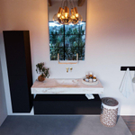 MONDIAZ ALAN - DLUX Badkamermeubelset - 130cm - onderkast - Urban - 1 lade - vrijhangende wastafel - wasbak midden - 0 kraangaten - Frappe SW805005