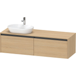 Duravit Ketho 2 wastafelonderbouwkast incl. consoleplaat met 2 laden voor waskom links 160x55x45.9cm met handgrepen antraciet natuur eiken mat SW772253