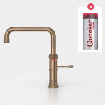 Quooker NL Classic Fusion square kokendwaterkraan opbouw uitloop draaibaar met Combi reservoir messing patina SW769512