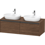 Duravit Ketho 2 wastafelonderbouwkast incl. consoleplaat met 2 laden voor dubbele waskommen 140x55x45.9cm met handgrepen antraciet donker noten mat SW772721