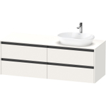 Duravit Ketho 2 wastafelonderbouwkast incl. consoleplaat met 4 laden voor waskom rechts 160x55x56.8cm met handgrepen antraciet wit supermat SW772236