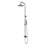 Hotbath Cobber M438 regendoucheset met omstel en 150cm doucheslang met 20cm ronde hoofddouche staafhanddouche nikkel geborsteld SW230055