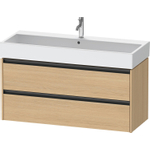 Duravit Ketho 2 wastafelonderbouwkast met 2 laden voor enkele wastafel 118.4x46x54.9cm met grepen antraciet natuur eiken mat SW772806