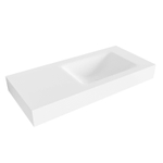 Mondiaz CLOUD Talc Vrijhangende wastafel - 100cm - wasbak rechts - rand 12cm - Solid surface Talc SW428617