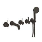 Crosswater MPRO INDUSTRIAL badkraan inbouw 5 gats met handdoucheset en 3 stopkranen zwart mat SW487384