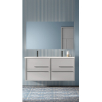 Adema Prime Essential Badkamermeubelset - 120x55x46cm - 2 ovale wasbakken wit - 2 kraangaten - 4 lades - rechthoekige spiegel - mat greige (grijs) SW925139