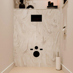 MONDIAZ HOPE Toiletplaat Set - solid surface achterwand - 100x125cm - Planchet 100x23cm - voorgeboord - Ostra SW1105161