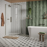 Crosswater Asura Kwartronde Douchedeur - 8mm - 90x90cm - geborsteld RVS SW1208449