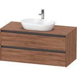 Duravit Ketho 2 wastafelonderbouwkast incl. consoleplaat met 2 laden 120x55x56.8cm met handgrepen antraciet noten mat SW773077