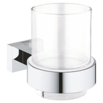 GROHE Essentials Cube Bekerhouder - 9.2x10.7x7.2cm - met glas - chroom 0438175